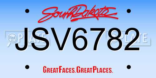 JSV6782 South Dakota License Plate