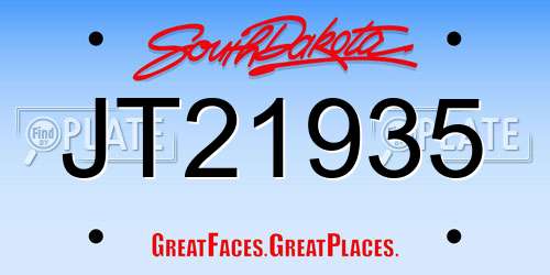 JT21935 South Dakota License Plate