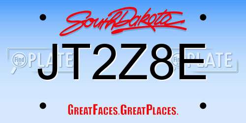 JT2Z8E South Dakota License Plate