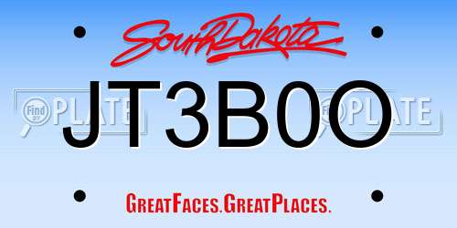 JT3B0O South Dakota License Plate