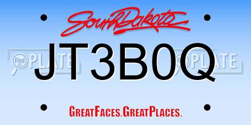 JT3B0Q South Dakota License Plate
