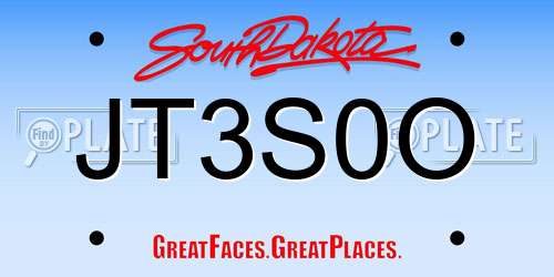 JT3S0O South Dakota License Plate