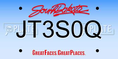JT3S0Q South Dakota License Plate