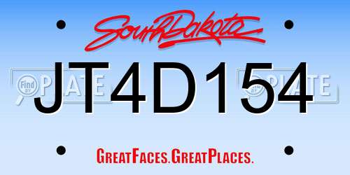 JT4D154 South Dakota License Plate