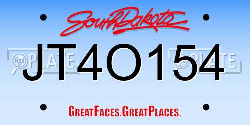 JT4O154 South Dakota License Plate