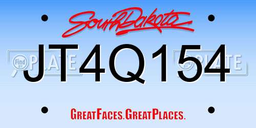 JT4Q154 South Dakota License Plate