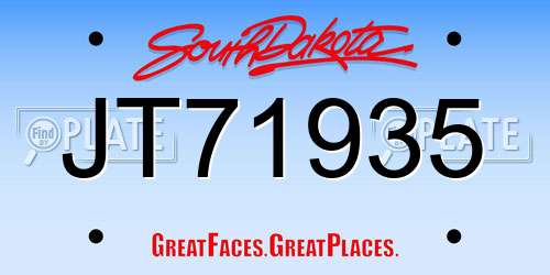 JT71935 South Dakota License Plate