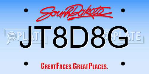 JT8D8G South Dakota License Plate