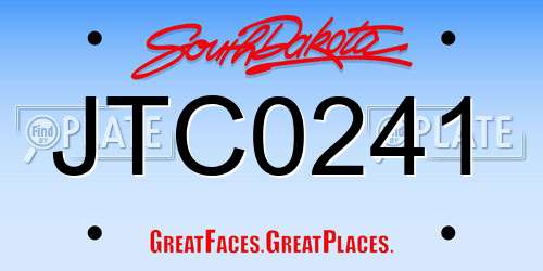 JTC0241 South Dakota License Plate