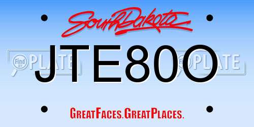 JTE80O South Dakota License Plate