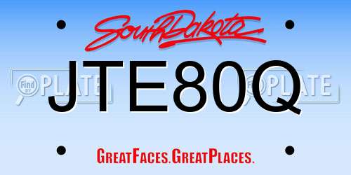 JTE80Q South Dakota License Plate