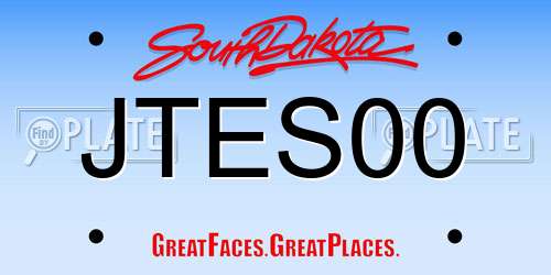 JTES00 South Dakota License Plate