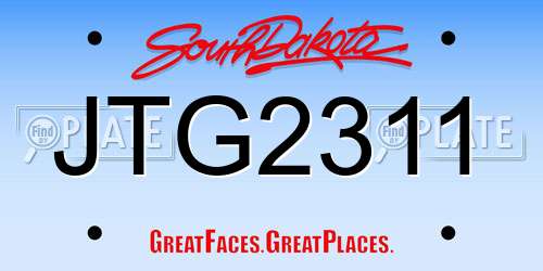 JTG2311 South Dakota License Plate