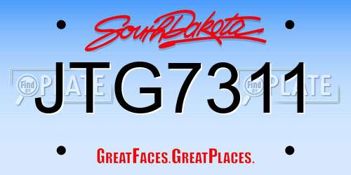 JTG7311 South Dakota License Plate