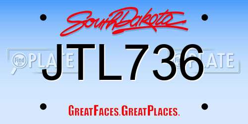 JTL736 South Dakota License Plate