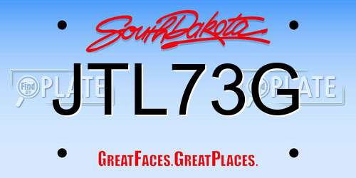 JTL73G South Dakota License Plate