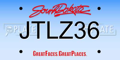 JTLZ36 South Dakota License Plate
