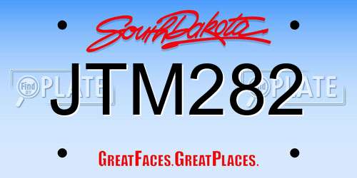 JTM282 South Dakota License Plate