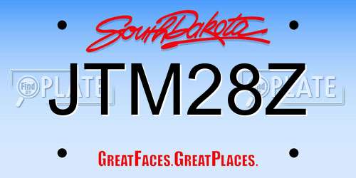 JTM28Z South Dakota License Plate
