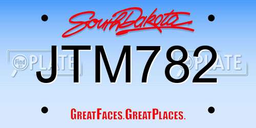 JTM782 South Dakota License Plate