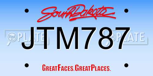 JTM787 South Dakota License Plate