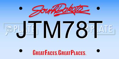 JTM78T South Dakota License Plate