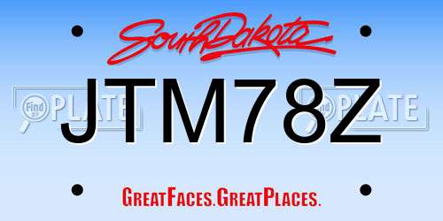 JTM78Z South Dakota License Plate