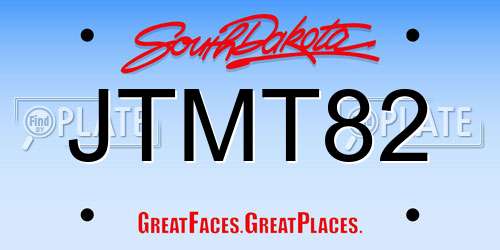JTMT82 South Dakota License Plate