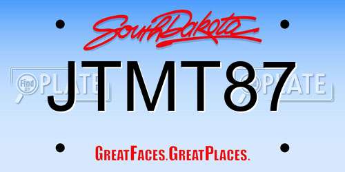 JTMT87 South Dakota License Plate