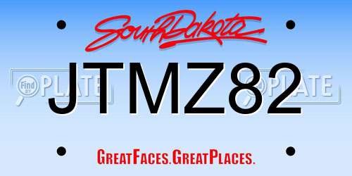 JTMZ82 South Dakota License Plate