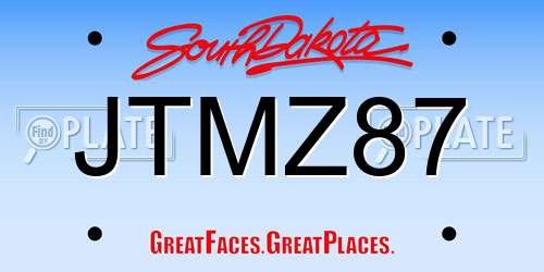 JTMZ87 South Dakota License Plate