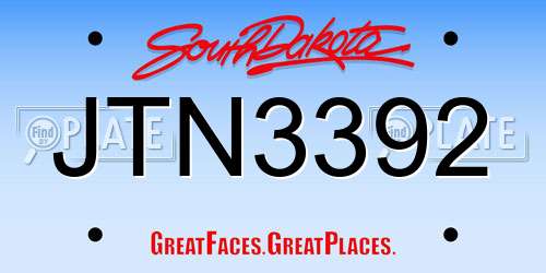 JTN3392 South Dakota License Plate