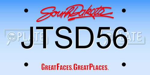 JTSD56 South Dakota License Plate