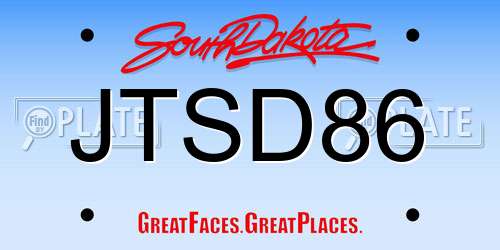 JTSD86 South Dakota License Plate