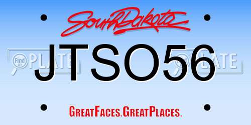 JTSO56 South Dakota License Plate