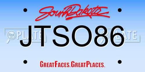 JTSO86 South Dakota License Plate