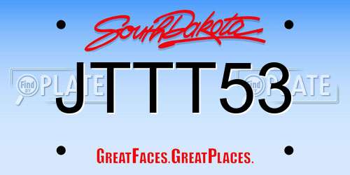 JTTT53 South Dakota License Plate