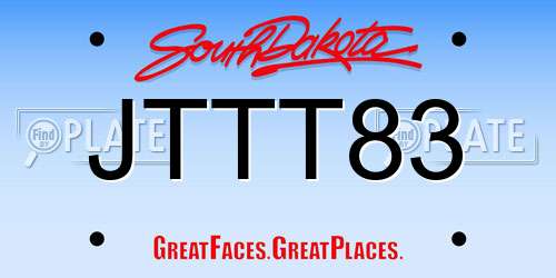 JTTT83 South Dakota License Plate