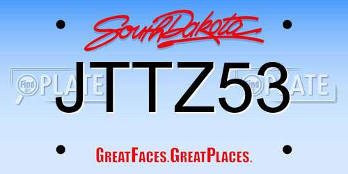 JTTZ53 South Dakota License Plate