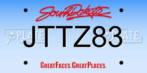 JTTZ83 South Dakota License Plate