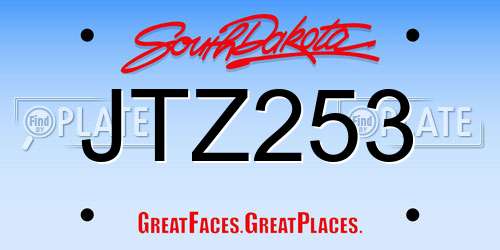 JTZ253 South Dakota License Plate