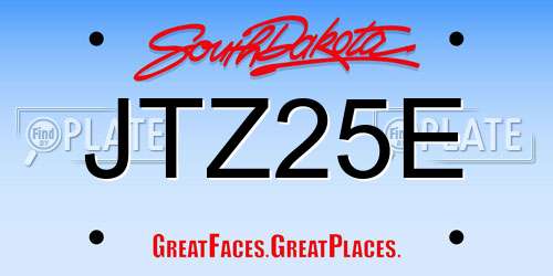 JTZ25E South Dakota License Plate