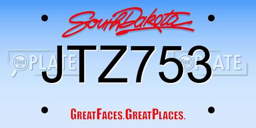 JTZ753 South Dakota License Plate