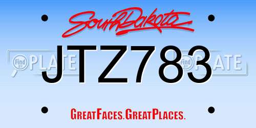 JTZ783 South Dakota License Plate
