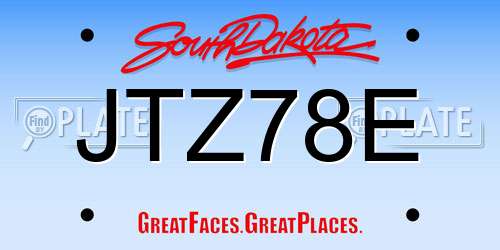 JTZ78E South Dakota License Plate