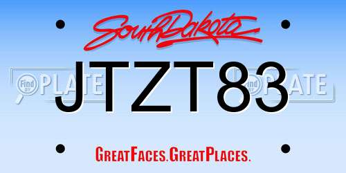 JTZT83 South Dakota License Plate
