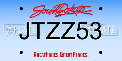 JTZZ53 South Dakota License Plate