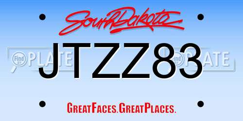 JTZZ83 South Dakota License Plate