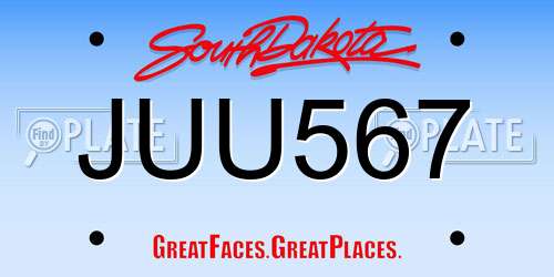 JUU567 South Dakota License Plate