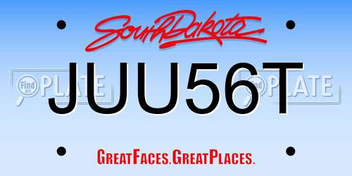JUU56T South Dakota License Plate